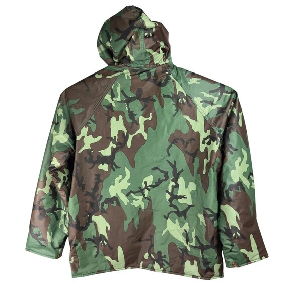 Rothco Camouflage Hooded Rain Jacket Men M Waterproof PVC Insulated Lined - Picture 2 of 12